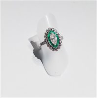 Ring Soprana Gioielleria Woman Antiquariato in Platinum Diamante NAVETTE SMERALDI - NAVETTE SMERALDI